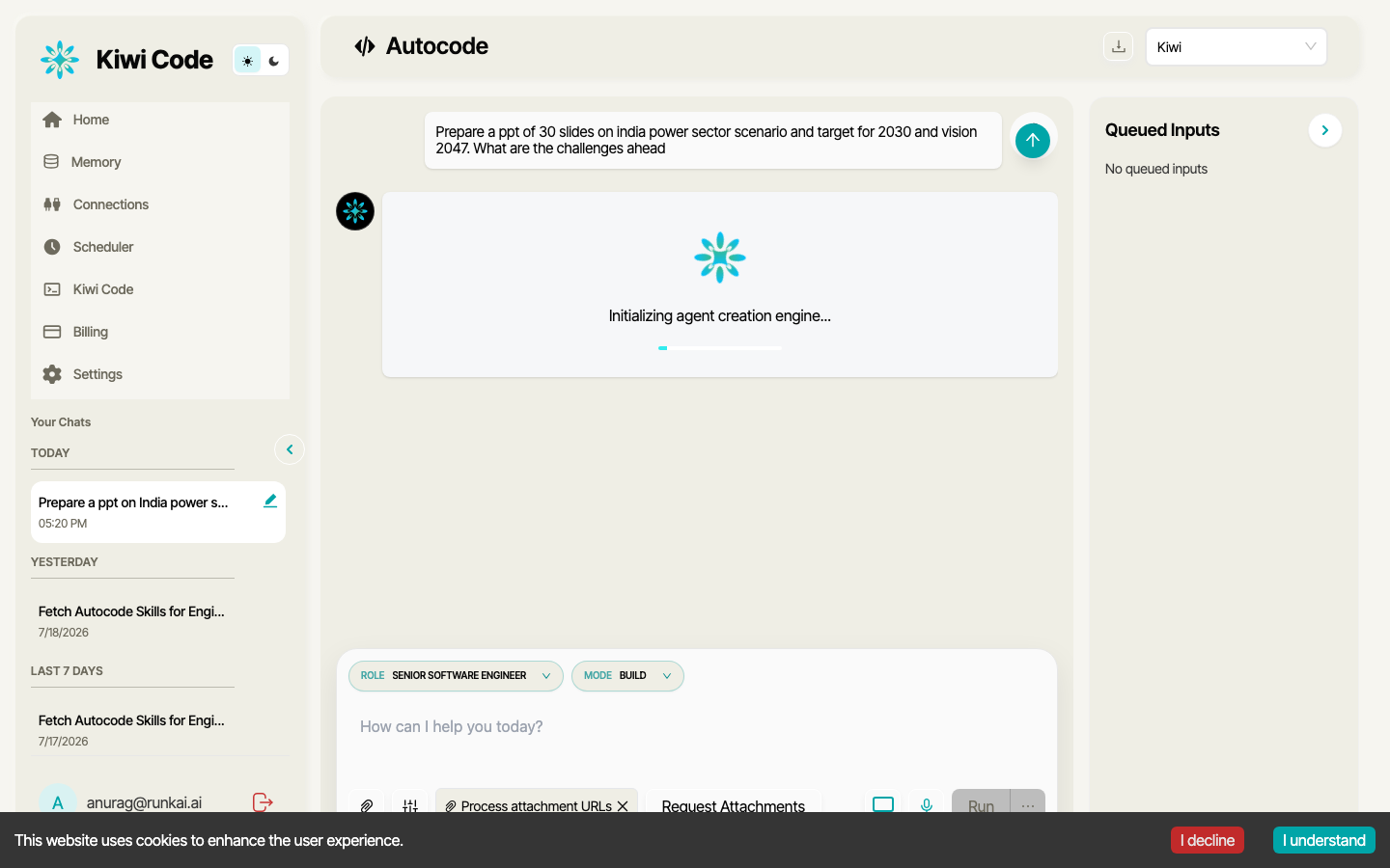 Active chat session